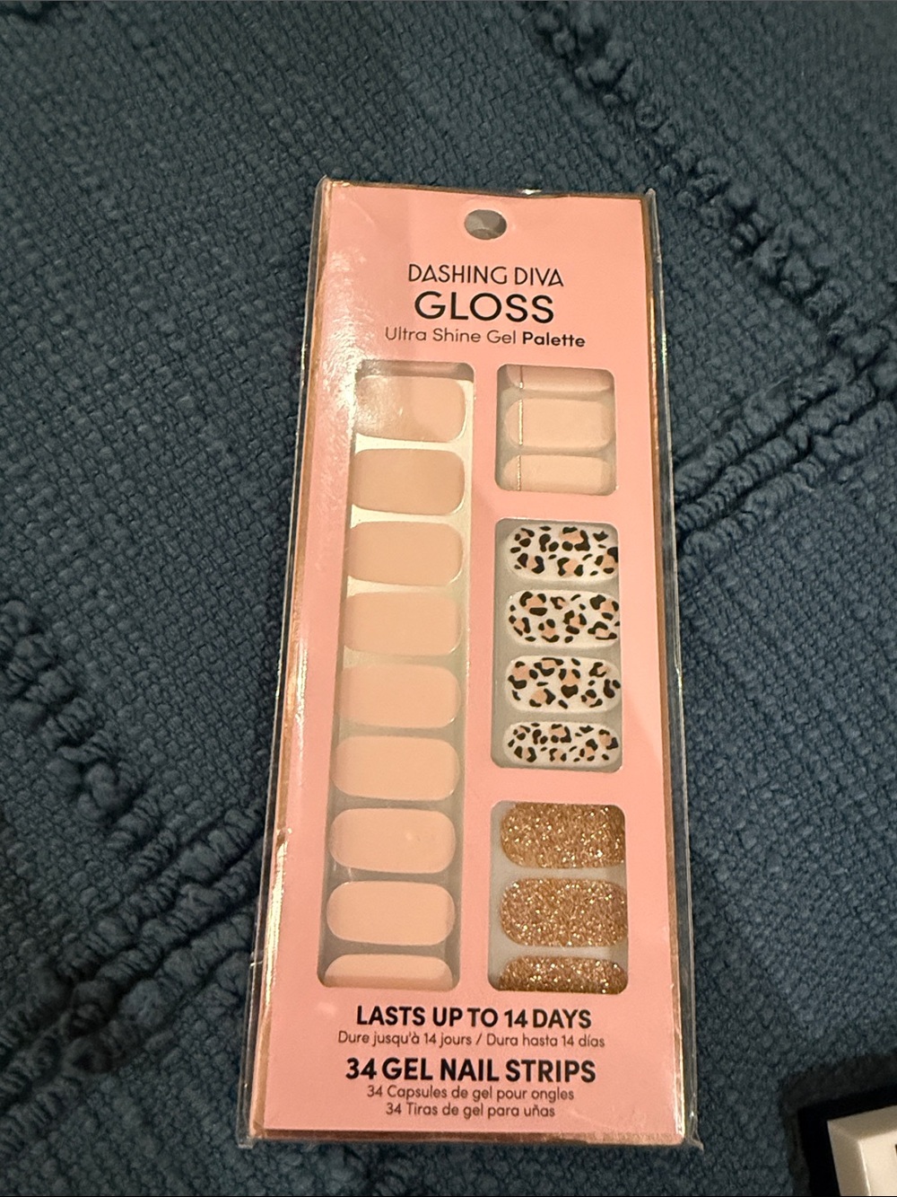 Dashing Divs  Gel Nail Strips — Pink with Leopard Print & Gold Glitter